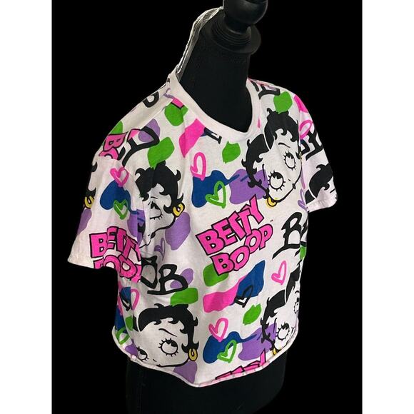 BETTY BOOP‎ WOMEN'S SHORT SLEEVE CROP TOP T-SHIRT WOMEN’S SIZE L LARGE - Picture 2 of 5